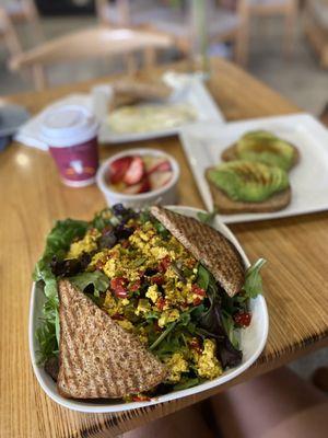 Tofu Eggless Scramble, Avocado Tacos