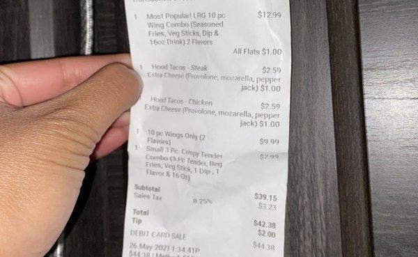 The receipt overpriced & trick you out of your dipping sauces for tips.