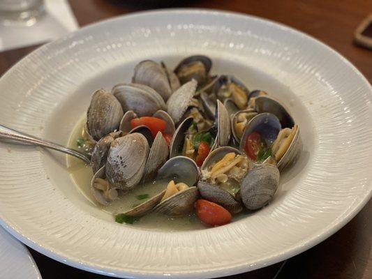 Steamed Clams- yummy. The broth was so good and the clams fresh- not chewy.