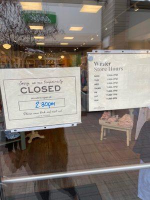 Store closed during posted business hours.