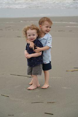 two boys on folly beach