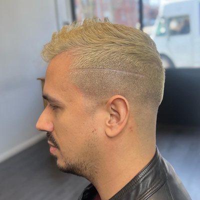 Mid fade with side part