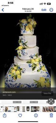 Tuscan lemon themed shower cake