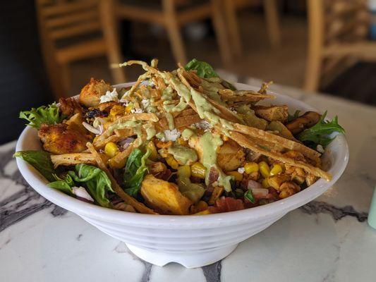 Chicken adobo and corn quinoa bowl