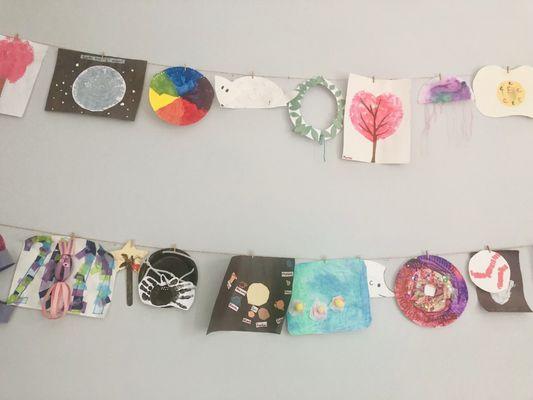 Cherished art projects he's made at Weecare!