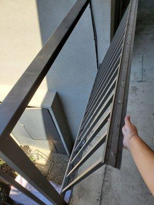 broken railing on the second floor.  very dangerous  maybe if they did regular maintenence they would notice things.