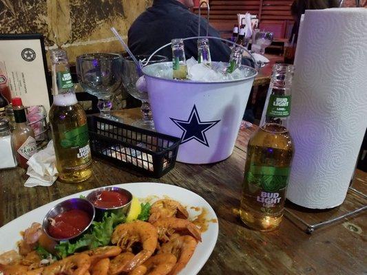 Bucket of bud light lime "GO COWBOYS" lol