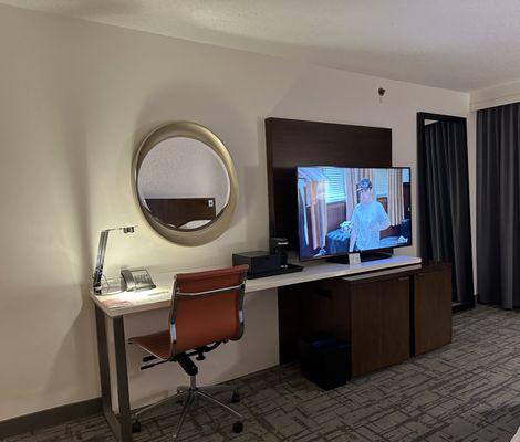 Desk,  TV  and Full Length Mirror