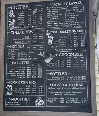 Beverage menu