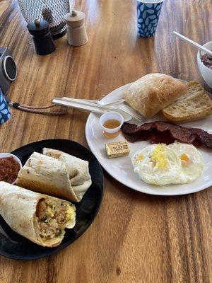 Breakfast plate + italian sausage burrito