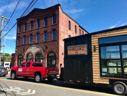 Karl Chevrolet Silverado 2500HD tows the Rhone Walden House