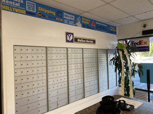 Hollywood Mailboxes with Real Street Address for Available. 24 Hour access.