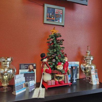 Awards and promotional items displayed