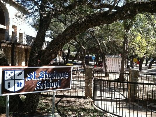 Main school playground under the beautiful oaks