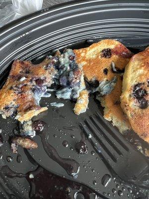 Blueberry Pancakes that were not done!!!!