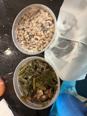 Collard greens and black eyed peas