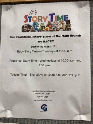 Story times for children