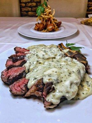 Bone In Ribeye with Gorgonzola Fondue at Sonoma Cellar inside Sunset Station