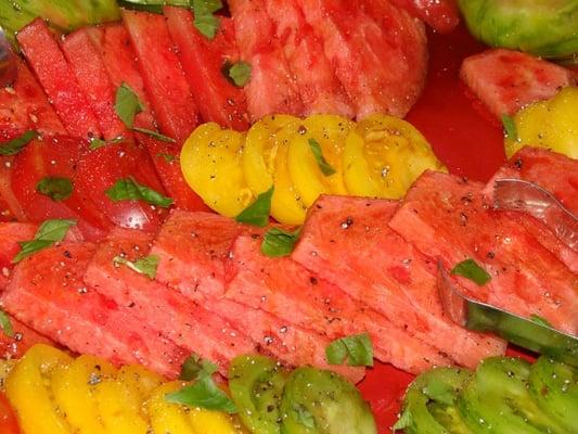 Heirloom Tomatoes & Sugar Watermelon...looks great, doesn't it?