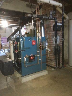 Burnham Mega Steam triple pass oil fired steam boiler.