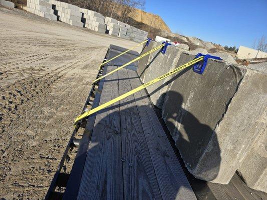 Securing 10000lbs of concrete blocks for a client