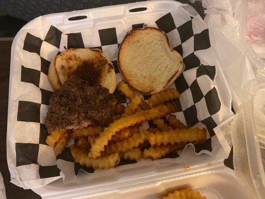 ordered a "cheeseburger" $14 and this is what i got.... bread and a patty! disgusting i dont even wanna eat this