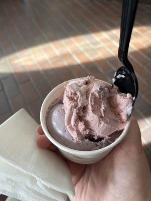 black raspberry and strawberry ice cream