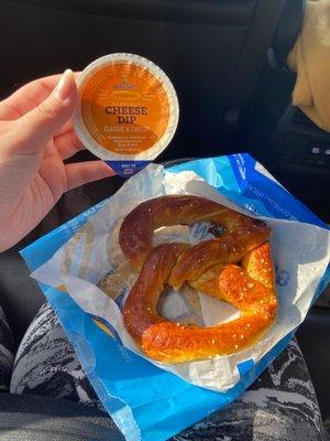 National Pretzel Day free pretzel with cheese!