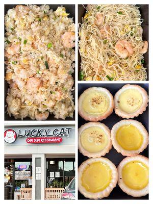 Shrimp Fried Rice, Shrimp Noodle Stir Fry, Egg Custard and Crème Brûlée Tarts @ Lucky Cat Dim Sum-Old St. Augustine.