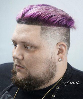 Purple rooted melt with skin fade & line design