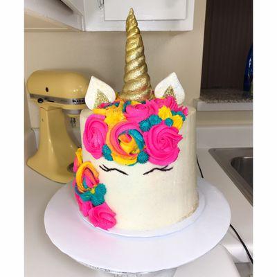 Unicorn Cake with Rainbow Layers