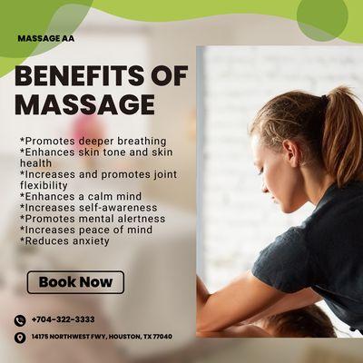 Massage AA
 14175 Northwest Fwy, Houston, TX 77040
 Call us at 704-322-3333