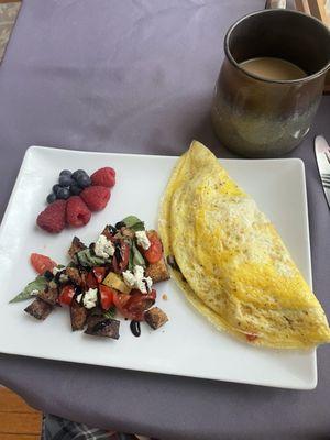 Omelette with a panzanella salad