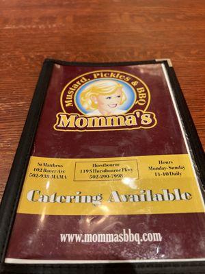 Momma's menu