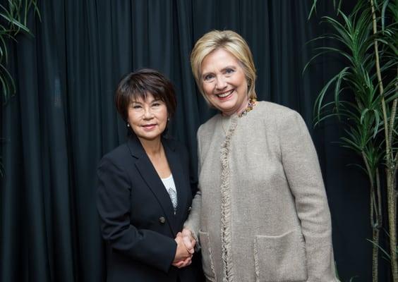 Tammy Wong GM from Law Offices of Scott Warmuth with Hillary Clinton.