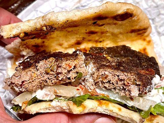 Beef Chapli Naan sandwich