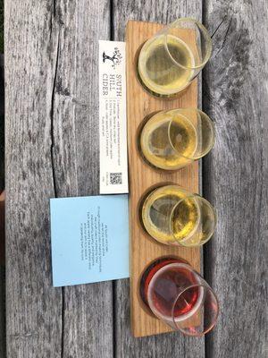 Flight.  Farmhaouse, prelude, old timer, rosé