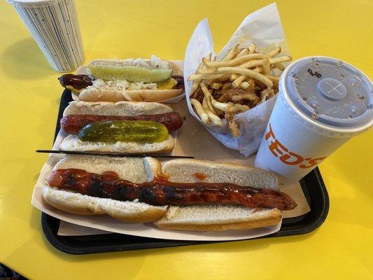 Footlong, All Beef Jumbo, hot dog and the split