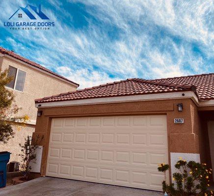 Almond Color Double Car Garage Door