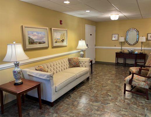 Seating area in a waiting room.