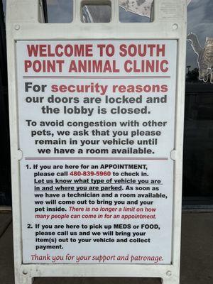 Sign as of 3/14/24 clearly stating you can come in!