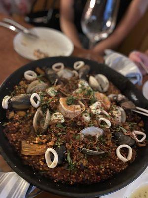 Paella with Israeli couscous