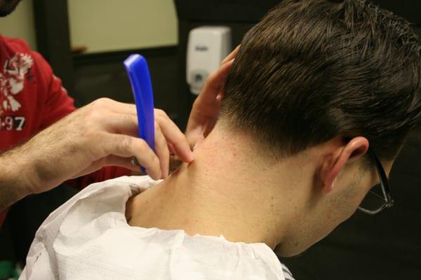 Come on in and enjoy a hot towel neck shave.