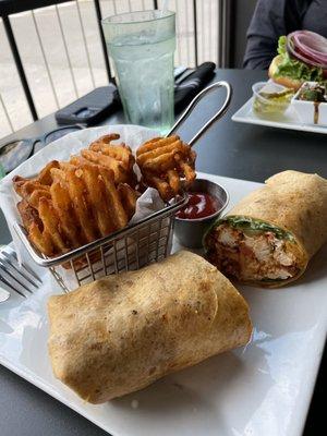 Buffalo Chicken Wrap and Wedgie Fries