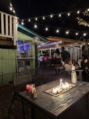 Fire table and back bar area