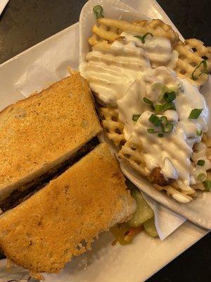 Pub Parmesan Patty Melt + Gorgonzola Cheese Fries