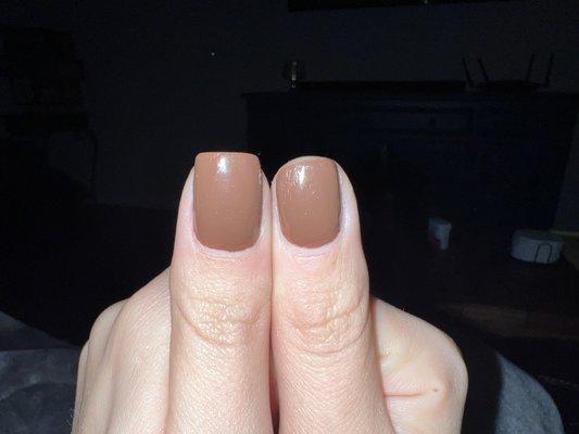 Nails not the same length or shape