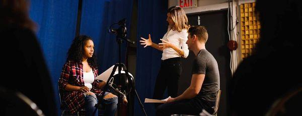 Kelly working with Jasmine, on-camera audition class