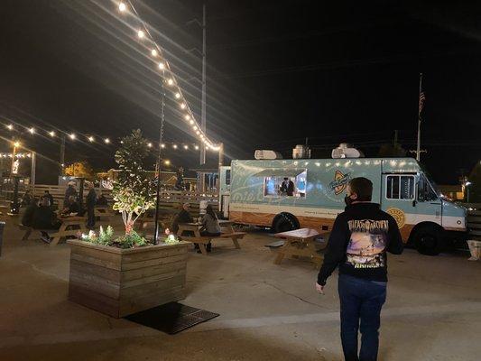 Great outdoor seating and food truck