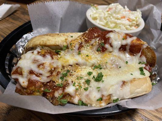 Meatball sub & coleslaw